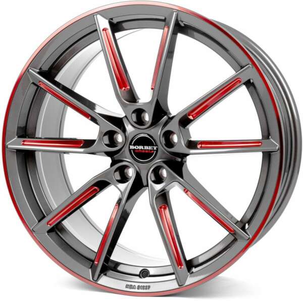 Borbet LX farba: graphite spoke rim red polishe