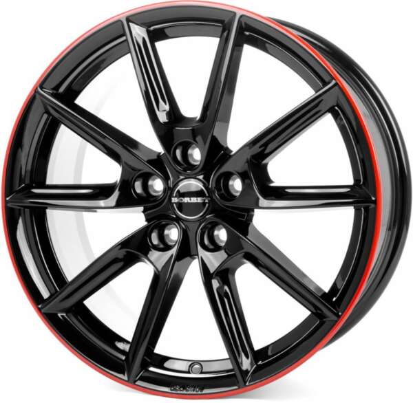 Borbet LX18 farba: black glossy rim red
